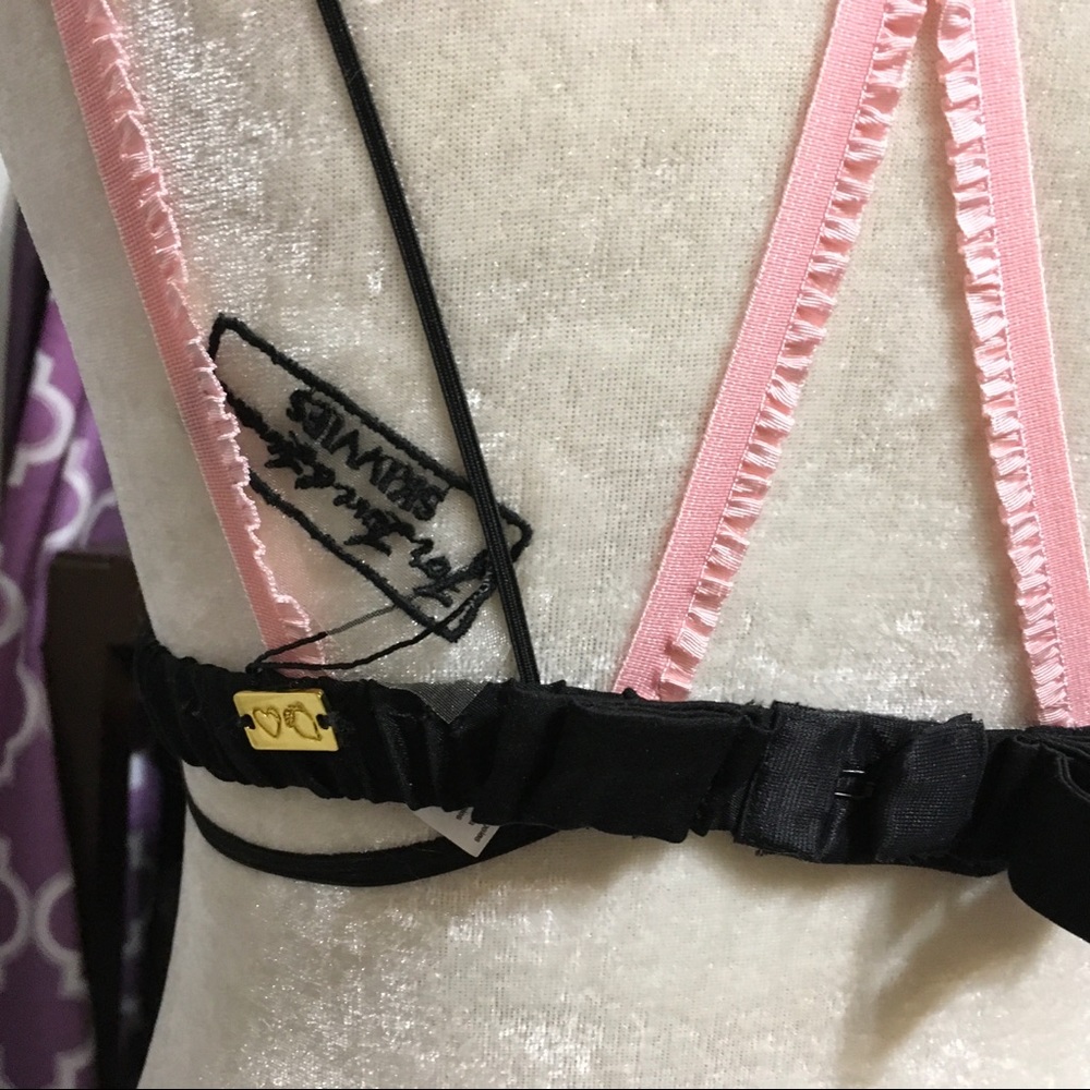 FL&L black & pink embroidered Azalea bralette NWT - Picture 8 of 16